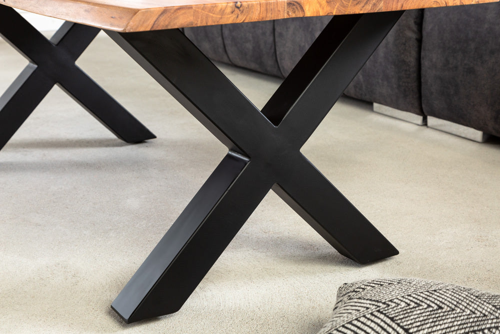 Massivholz Couchtisch NARBOL 120cm Akazie 3cm Tischplatte Baumkante