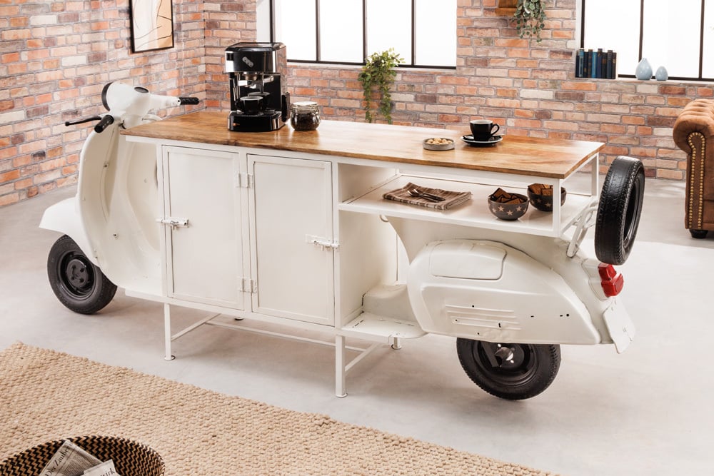 Retro-Bar Tresen Theke SCOOTER 250cm weiss – LebensWohnArt
