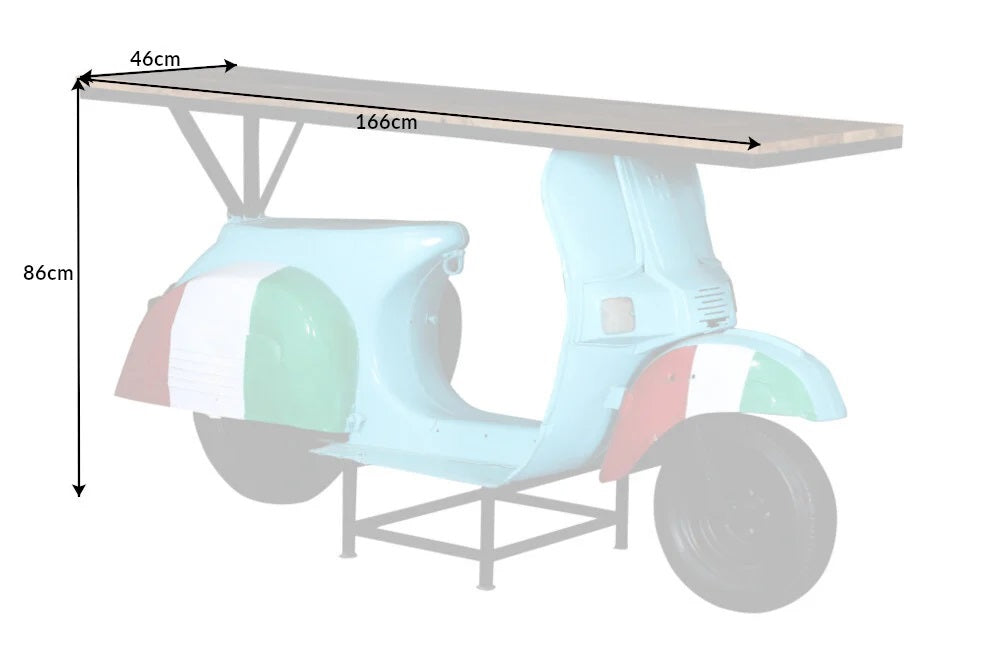 Retro-Tresen Theke SCOOTER Italy 166cm türkis