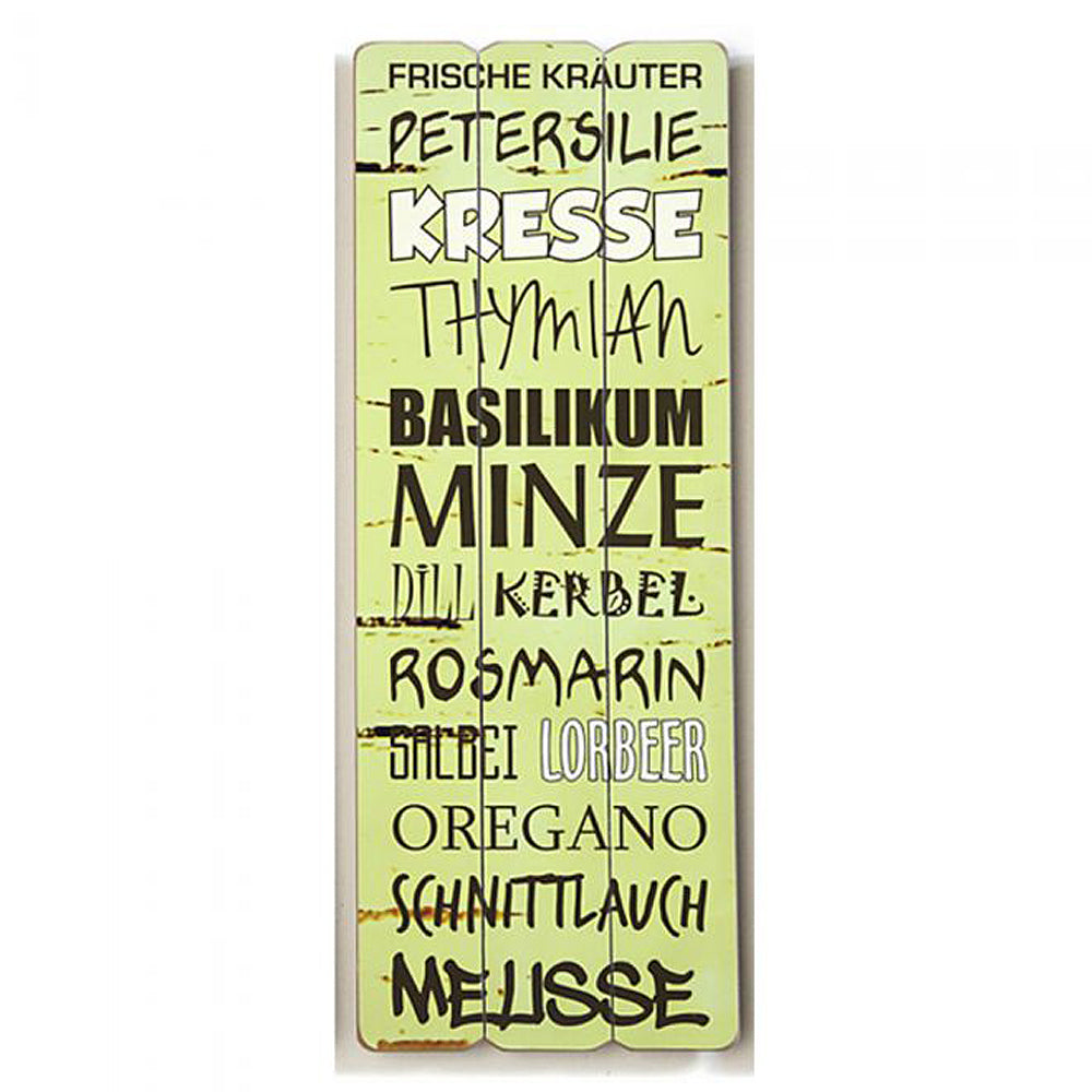 Antik Holzschild BASILIKUM MINZE Vintage Retro Schild