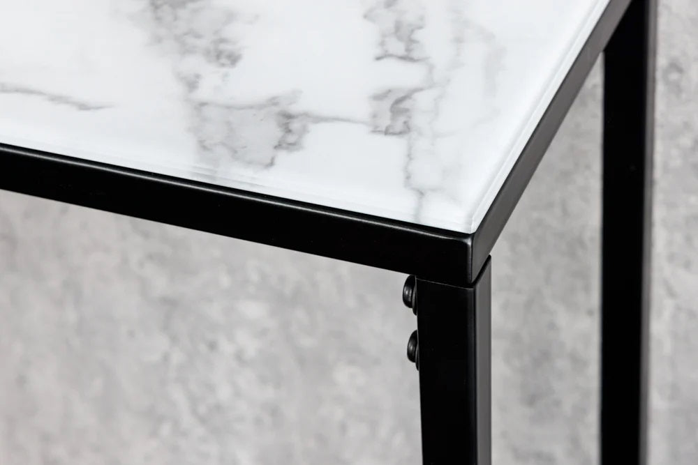 Design Konsole MARMO 110cm schwarz-weiss Marmor-Dekor