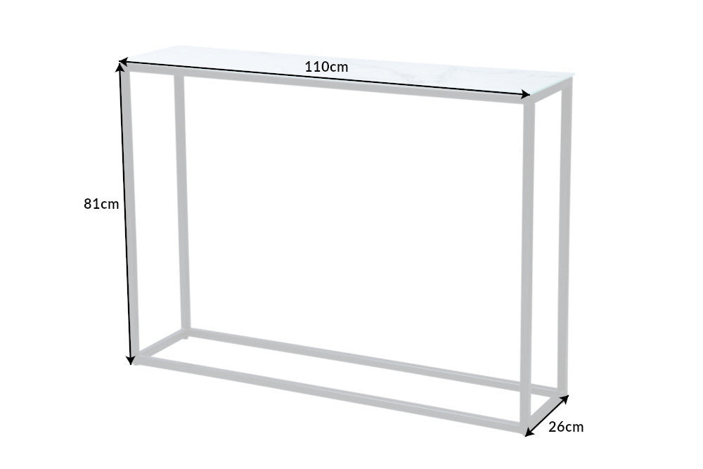 Design Konsole MARMO 110cm schwarz-weiss Marmor-Dekor