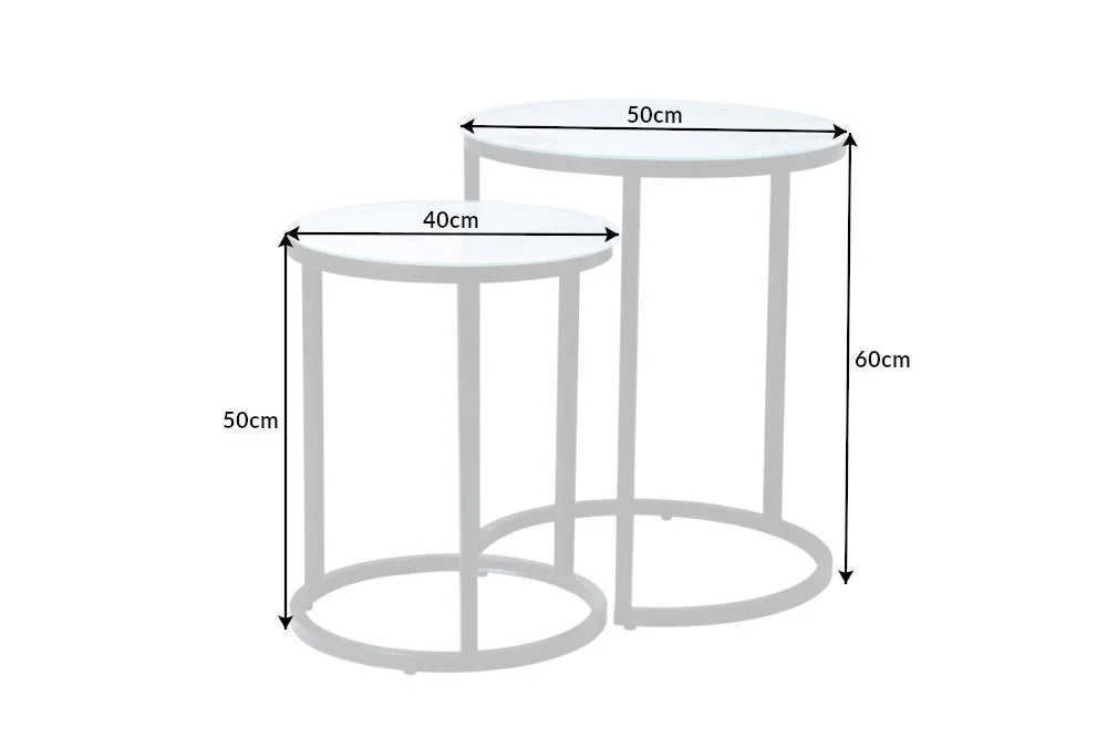 Elegantes Beistelltisch 2er Set MARMO 50cm Marmor-Dekor