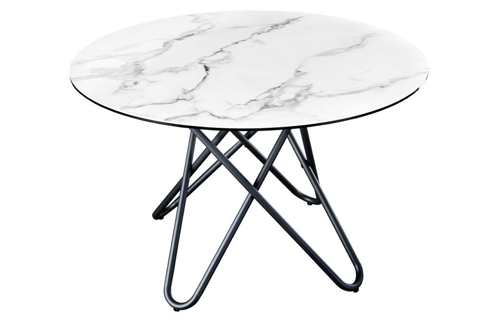 Eleganter Esstisch PARMA 120cm weiss marmoriert Keramik Made-in-Italy
