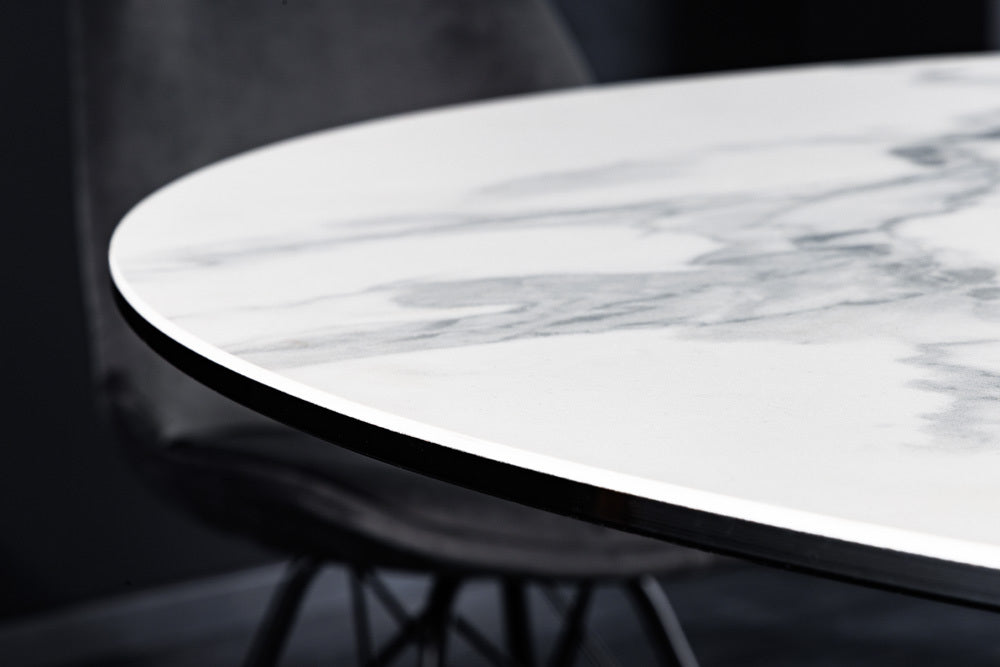 Eleganter Esstisch PARMA 120cm weiss marmoriert Keramik Made-in-Italy