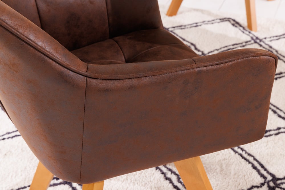 Moderner Drehstuhl ZIRA braun Microfaser Buchengestell