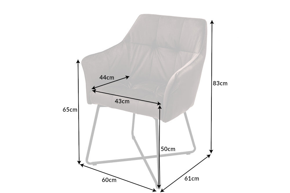 Moderner Samt Stuhl ZIRA taube braun mit Armlehne