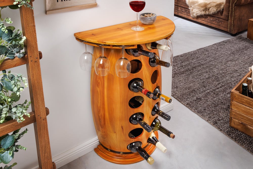 Flaschenregal BOTELLA 84cm natur Weinfass Pienienholz