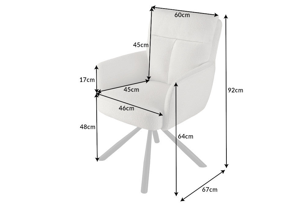 Bequemer Drehstuhl CHARLES mit Federkernpolsterung beige Bouclé