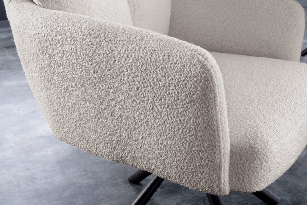 Bequemer Drehstuhl CHARLES mit Federkernpolsterung beige Bouclé
