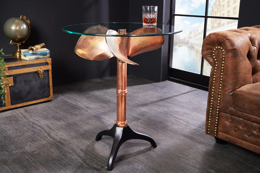 Maritimer Design-Tisch ELICA H73cm kupfer-schwarz Beistelltisch