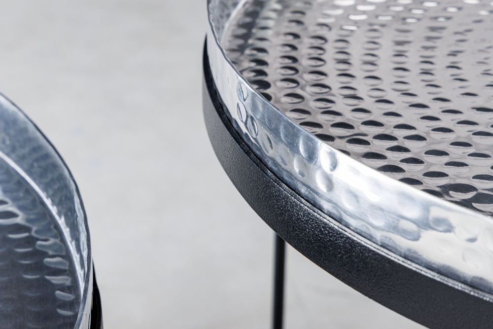 Modernes 2er Set Couchtisch MARTELLO schwarz silber