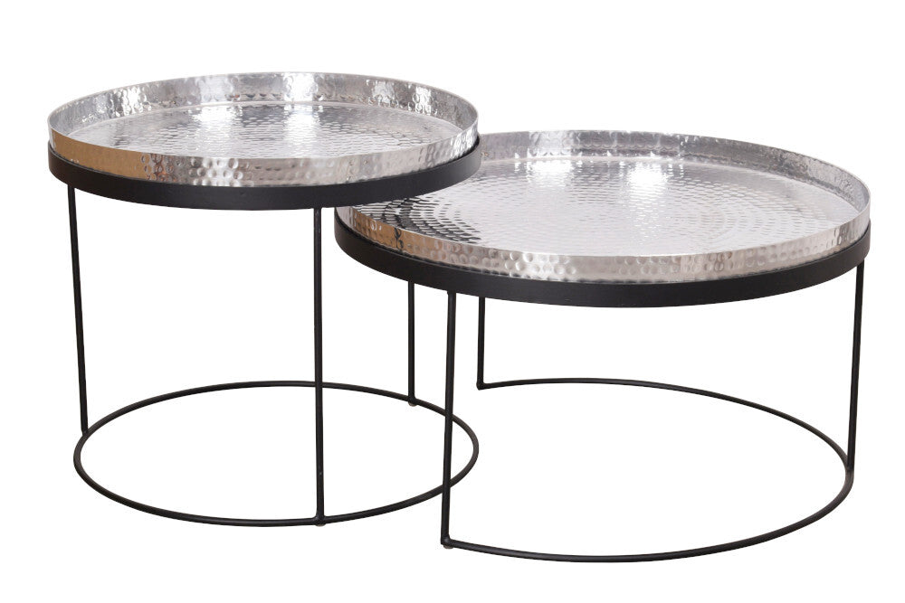 Modernes 2er Set Couchtisch MARTELLO schwarz silber