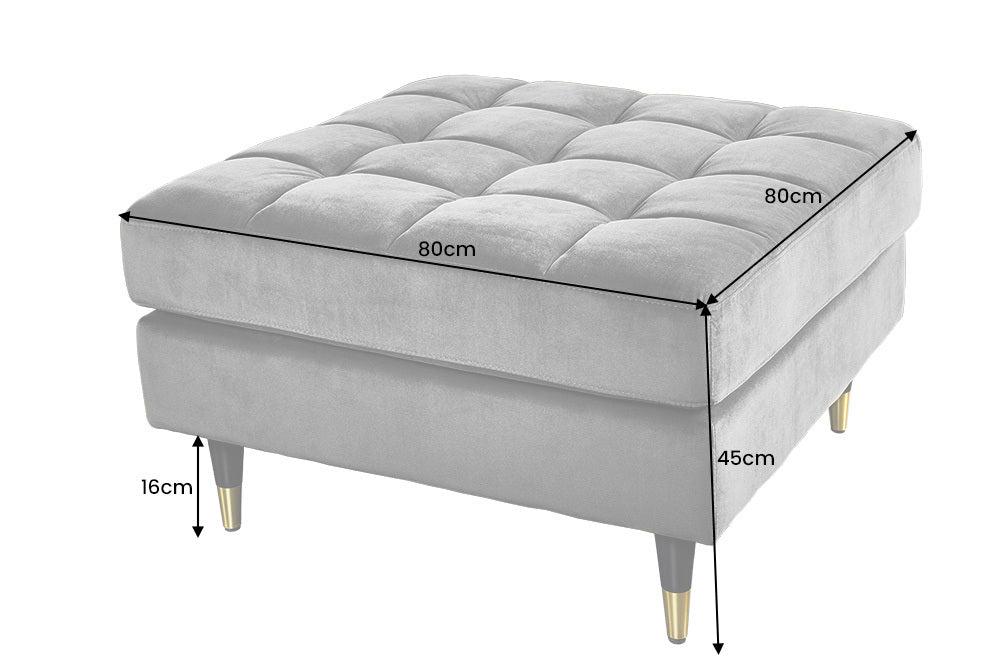 Moderner Hocker COMFORT 80cm senfgelb Samt Taschenfederkern
