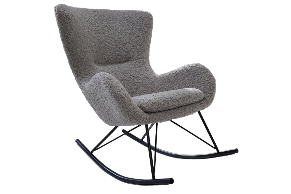 Bequemer Schaukelstuhl HYGGE grau Bouclé Sessel