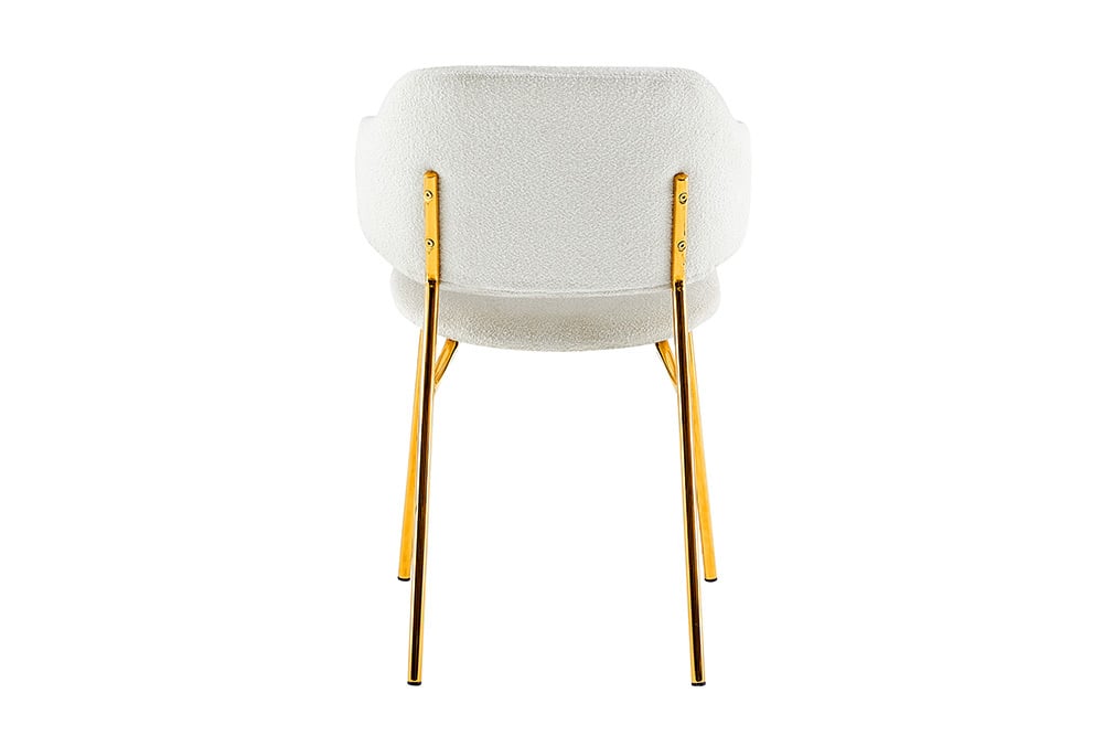 Moderner Stuhl MODA weiss Bouclé goldene Metallbeine