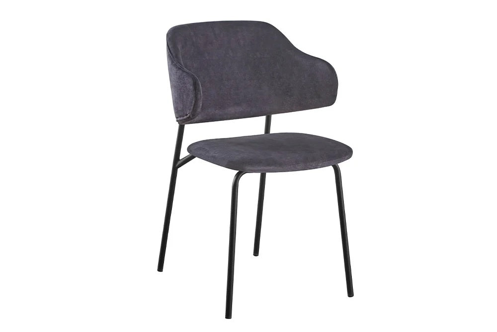 Moderner Stuhl MODA grau Samt Metallbeine