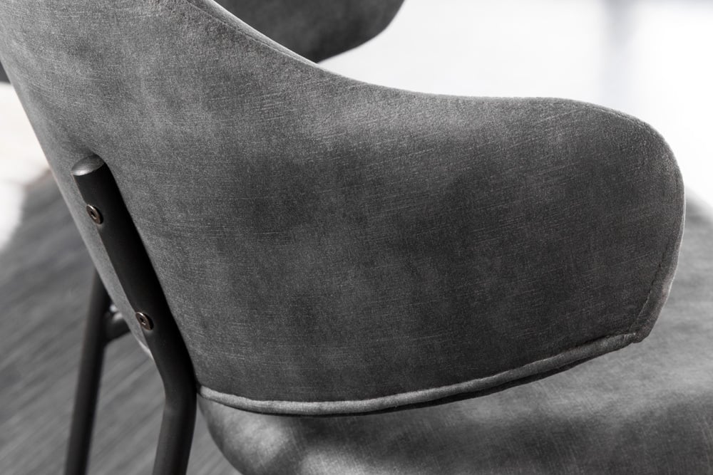 Moderner Stuhl MODA grau Samt Metallbeine