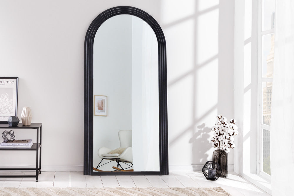 Design Rundbogen Spiegel 160x80cm FORMOSA schwarz Wandspiegel