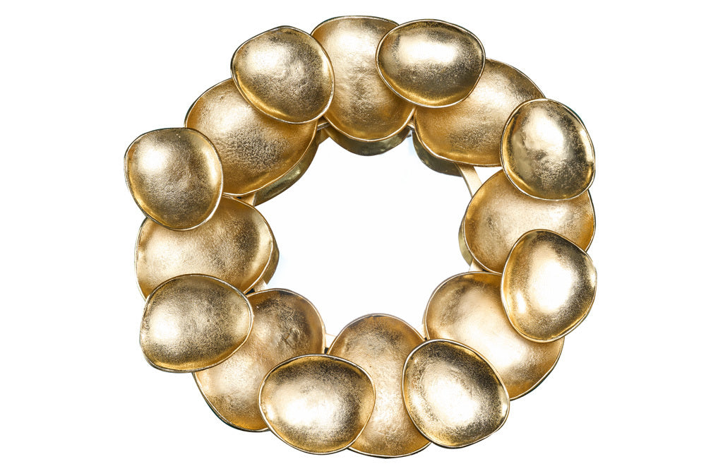 Dekorativer Design Spiegel CASCARA 73cm gold Metall Handarbeit