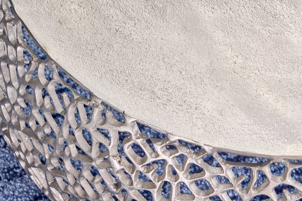 Extravagantes 2er Set Couchtisch RIXOS silber Metall Handarbeit