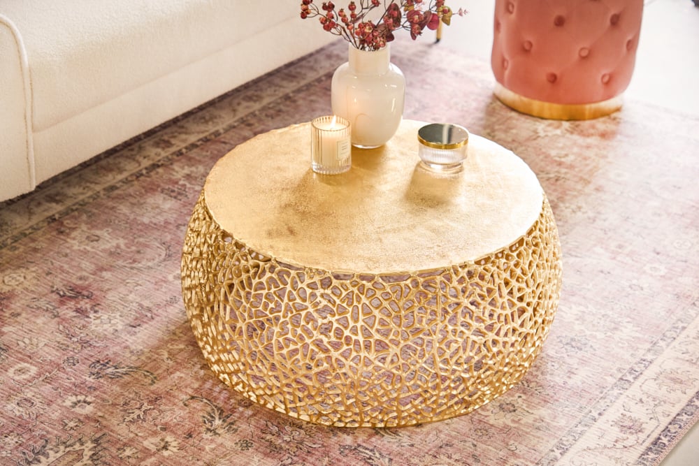 Extravaganter Couchtisch RIXOS ca.73cm gold Metall Handarbeit