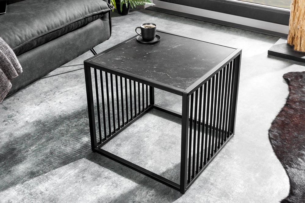 Moderner Beistelltisch STRIVE 40cm Marmor-Look Industrielles Design
