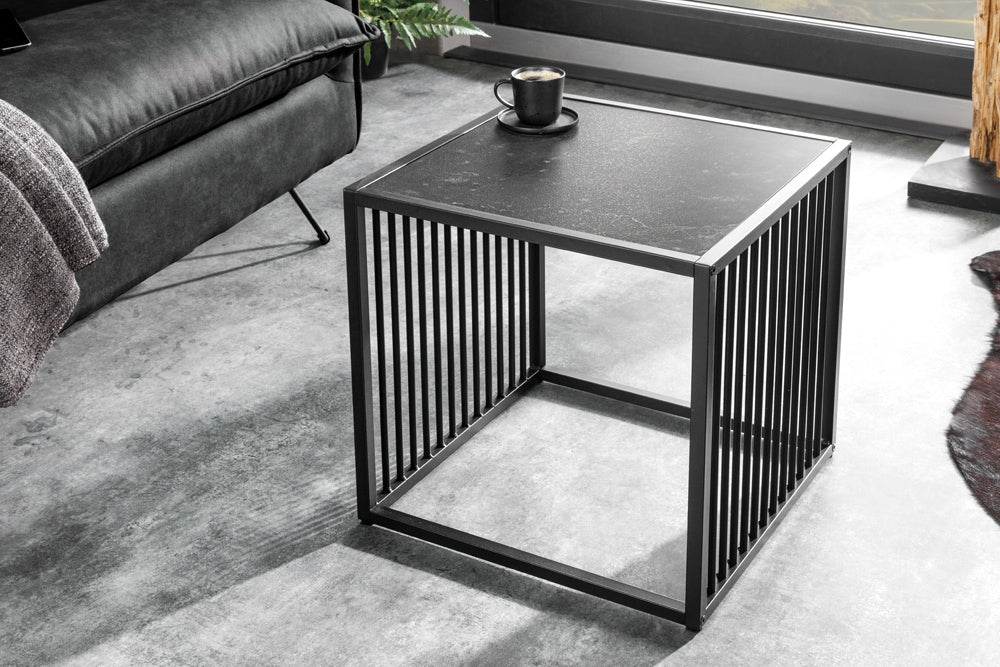 Moderner Beistelltisch STRIVE 40cm Marmor-Look Industrielles Design