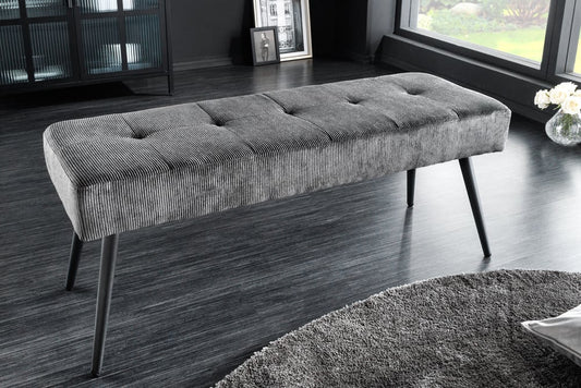 Moderne Sitzbank BELLE 100cm dunkel-grau Cord