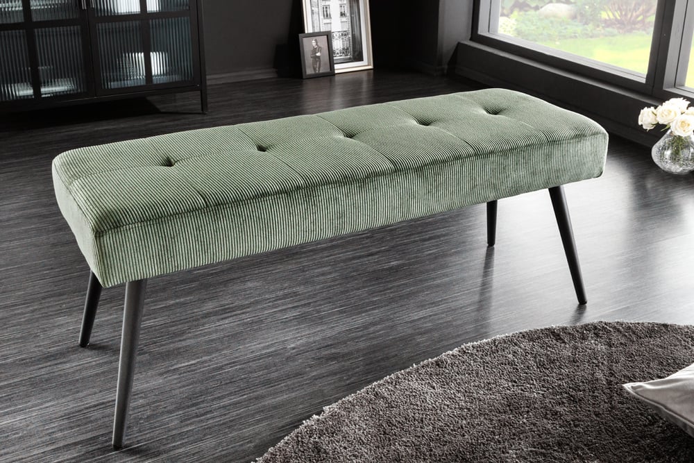 Moderne Sitzbank BELLE 100cm grün Cord