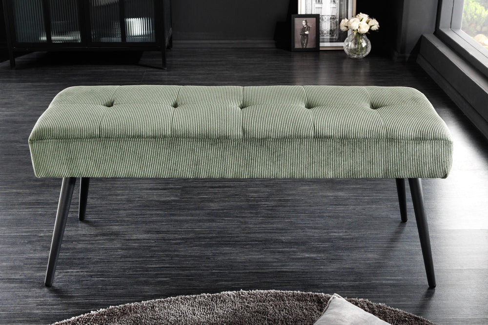 Moderne Sitzbank BELLE 100cm grün Cord