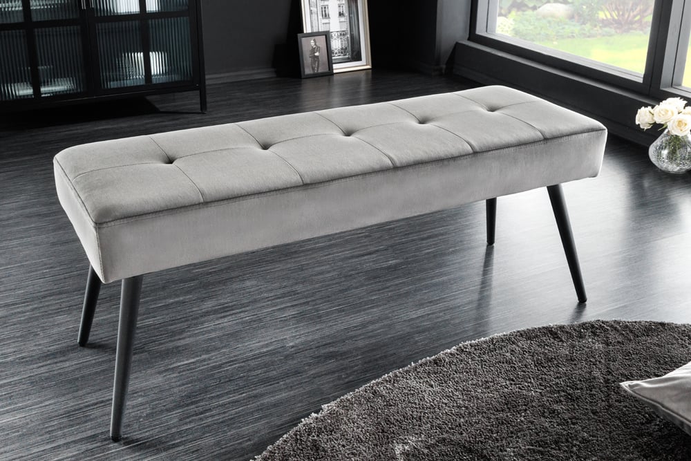 Moderne Sitzbank BELLE 100cm dunkel-grau Samt