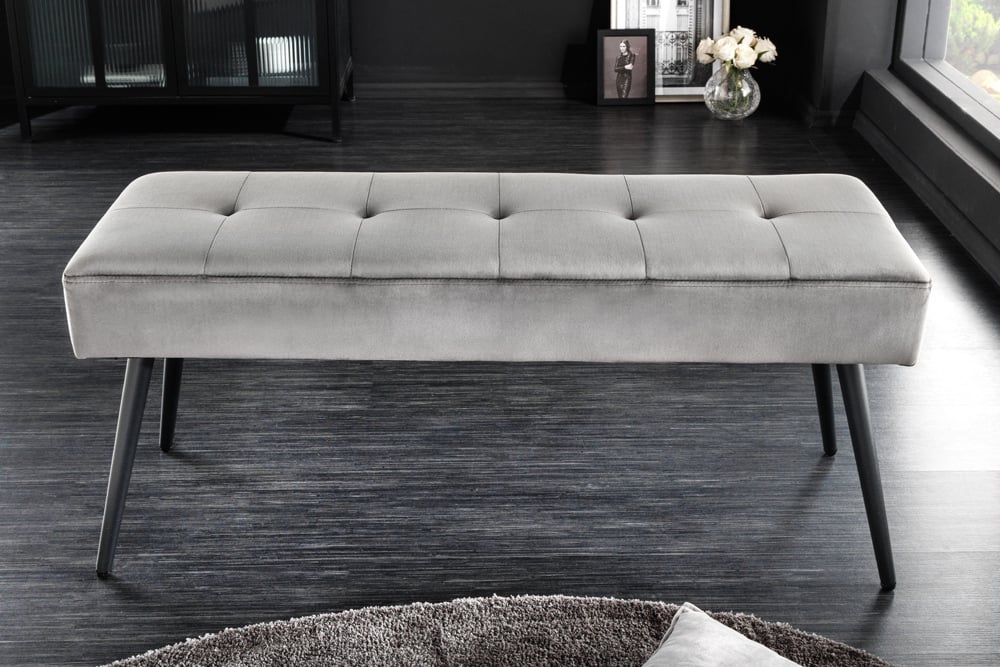 Moderne Sitzbank BELLE 100cm dunkel-grau Samt