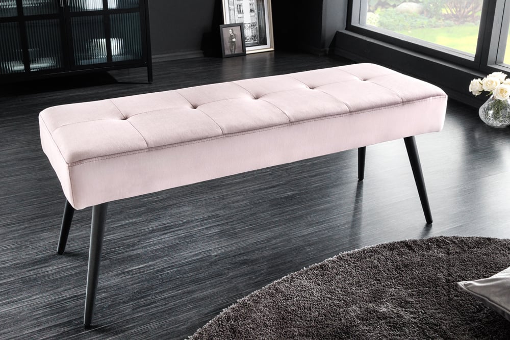 Moderne Sitzbank BELLE 100cm rosa Samt