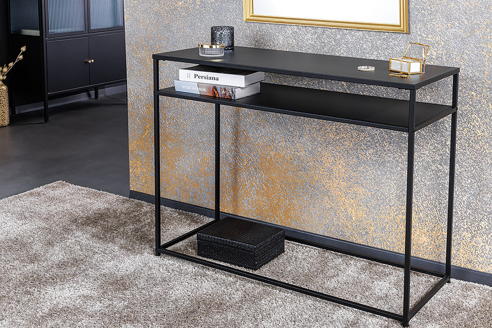 Elegante Konsole mit Ablage ACERO 100cm schwarz Metall