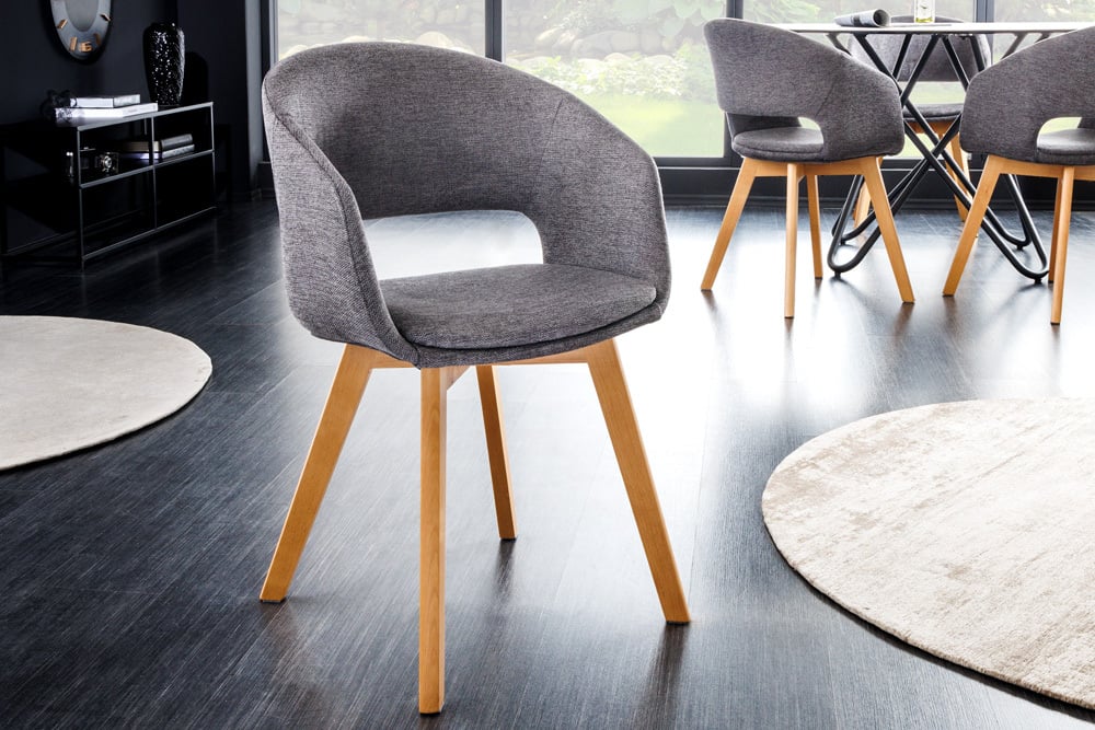 Design Stuhl DENMARK grau Eichoptik Holzbeine