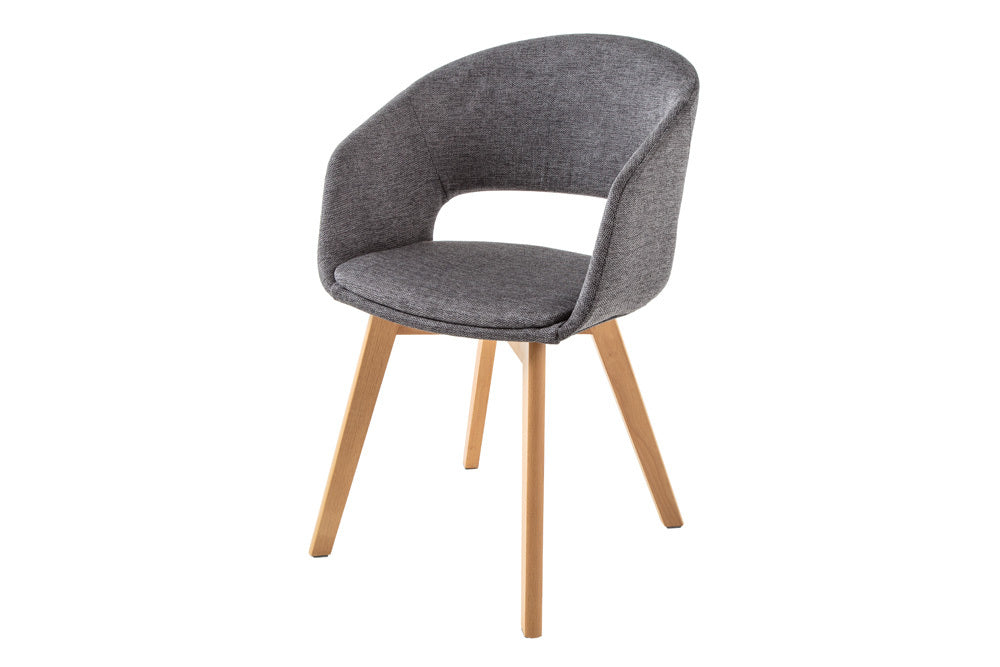 Design Stuhl DENMARK grau Eichoptik Holzbeine