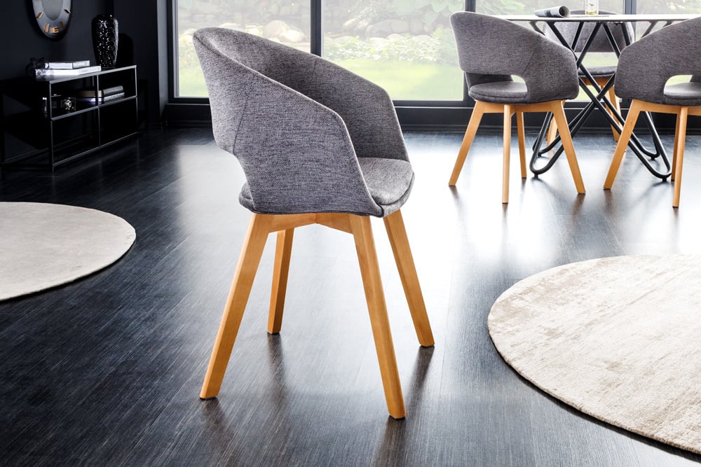 Design Stuhl DENMARK grau Eichoptik Holzbeine
