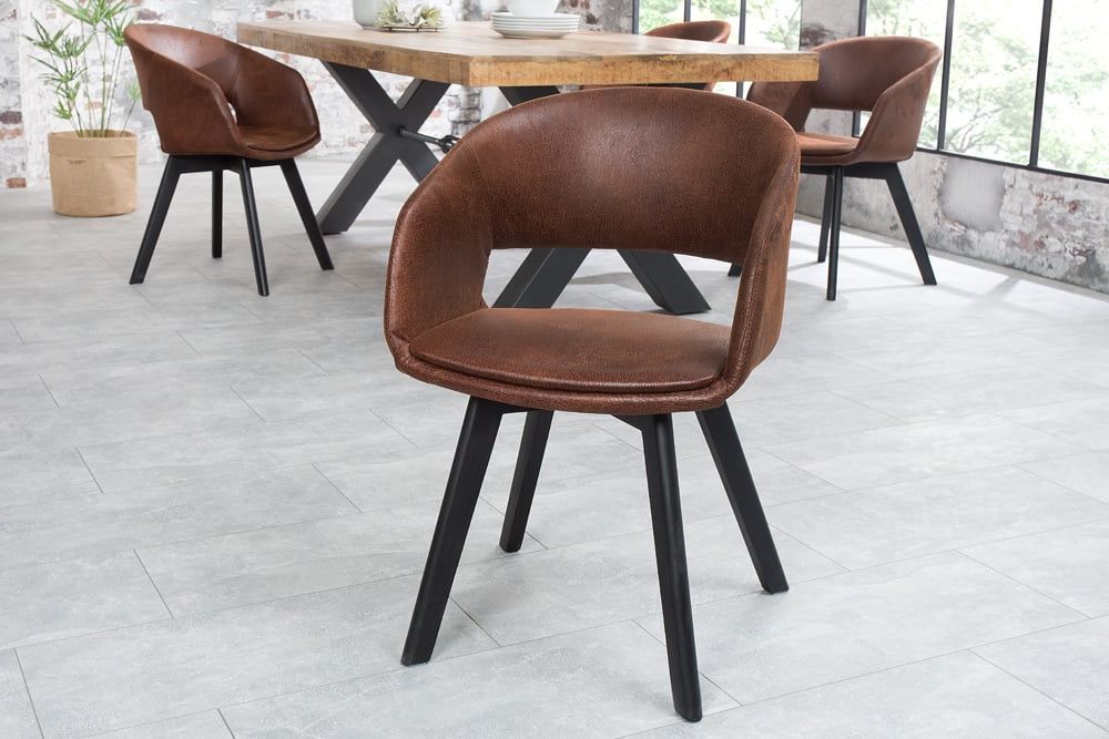 Design Stuhl DENMARK braun Mikrofaser schwarze Holzbeine