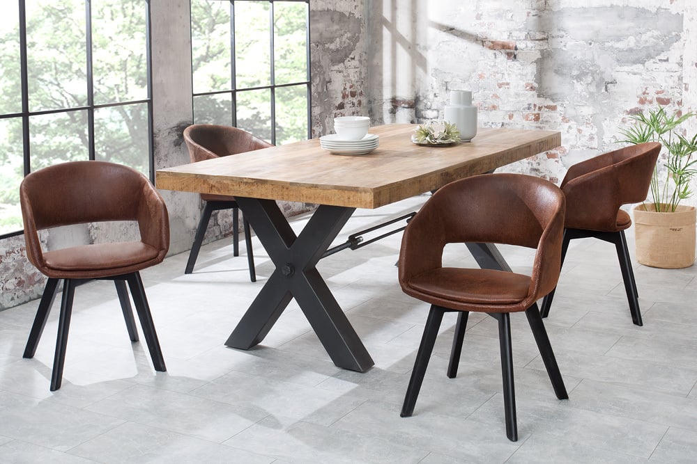Design Stuhl DENMARK braun Mikrofaser schwarze Holzbeine