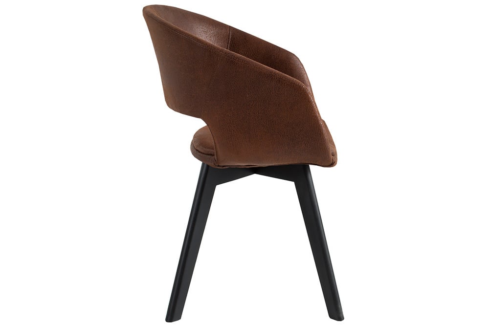 Design Stuhl DENMARK braun Mikrofaser schwarze Holzbeine