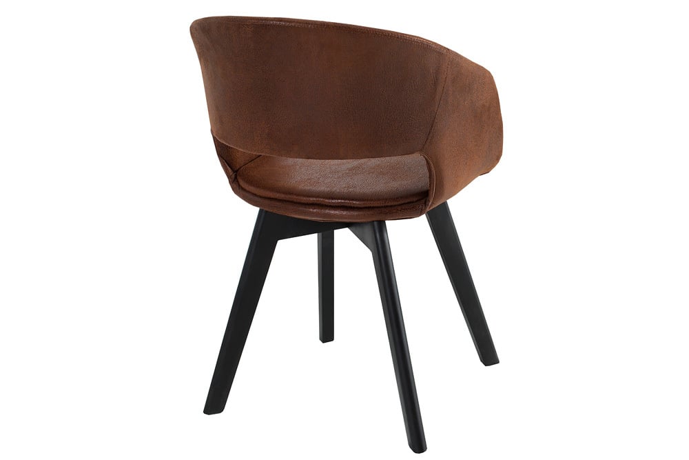 Design Stuhl DENMARK braun Mikrofaser schwarze Holzbeine