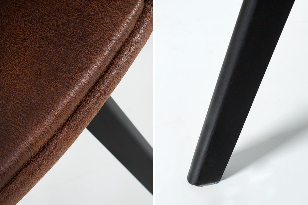 Design Stuhl DENMARK braun Mikrofaser schwarze Holzbeine