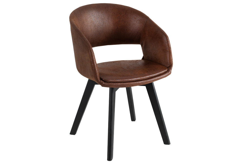 Design Stuhl DENMARK braun Mikrofaser schwarze Holzbeine