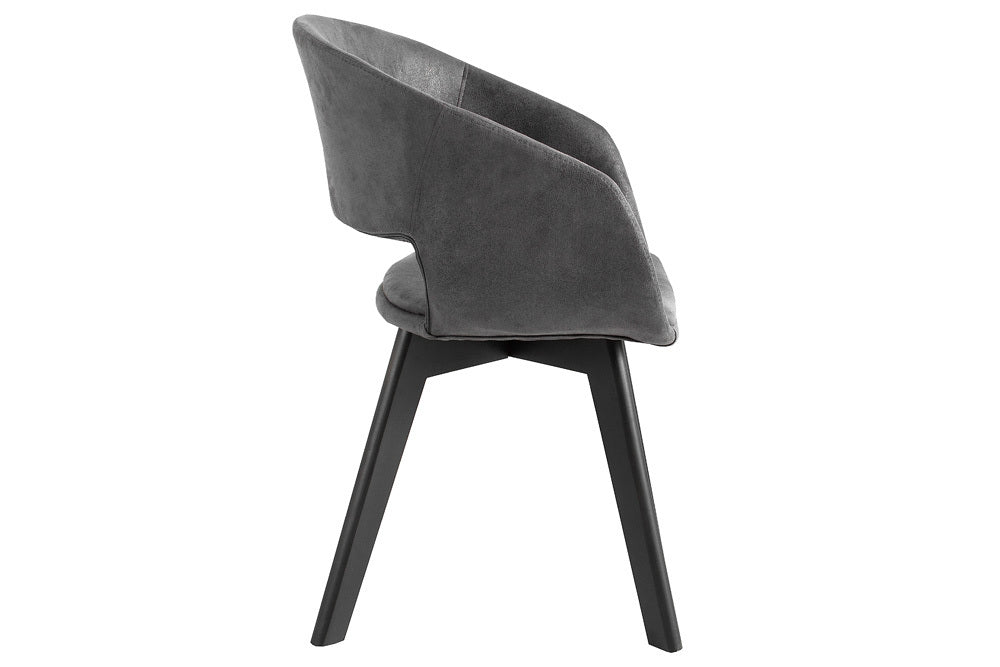 Design Stuhl DENMARK grau Mikrofaser schwarze Holzbeine
