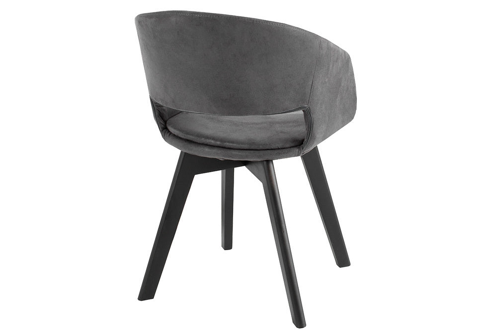Design Stuhl DENMARK grau Mikrofaser schwarze Holzbeine
