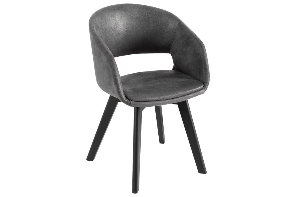 Design Stuhl DENMARK grau Mikrofaser schwarze Holzbeine