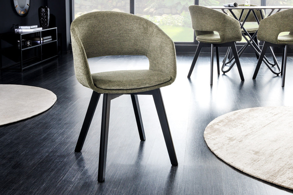 Design Stuhl DENMARK grün schwarze Holzbeine