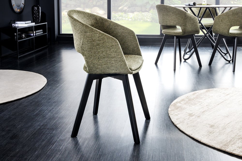 Design Stuhl DENMARK grün schwarze Holzbeine