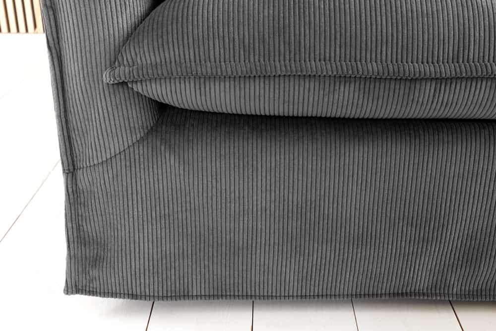 Hussensofa 3-Sitzer PARADISO 200cm Cord grau Federkern